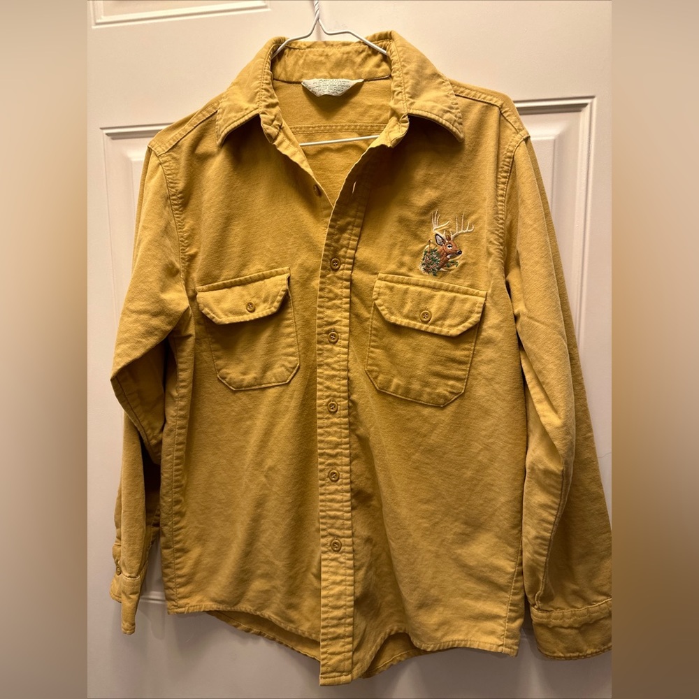 Vintage Arctic Long Sleeve Yellow Button Up Shirt Size Medium